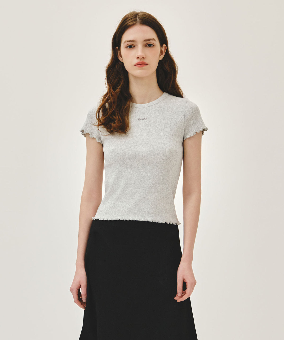 MARITHE W RIB POINT TEE light heather gray