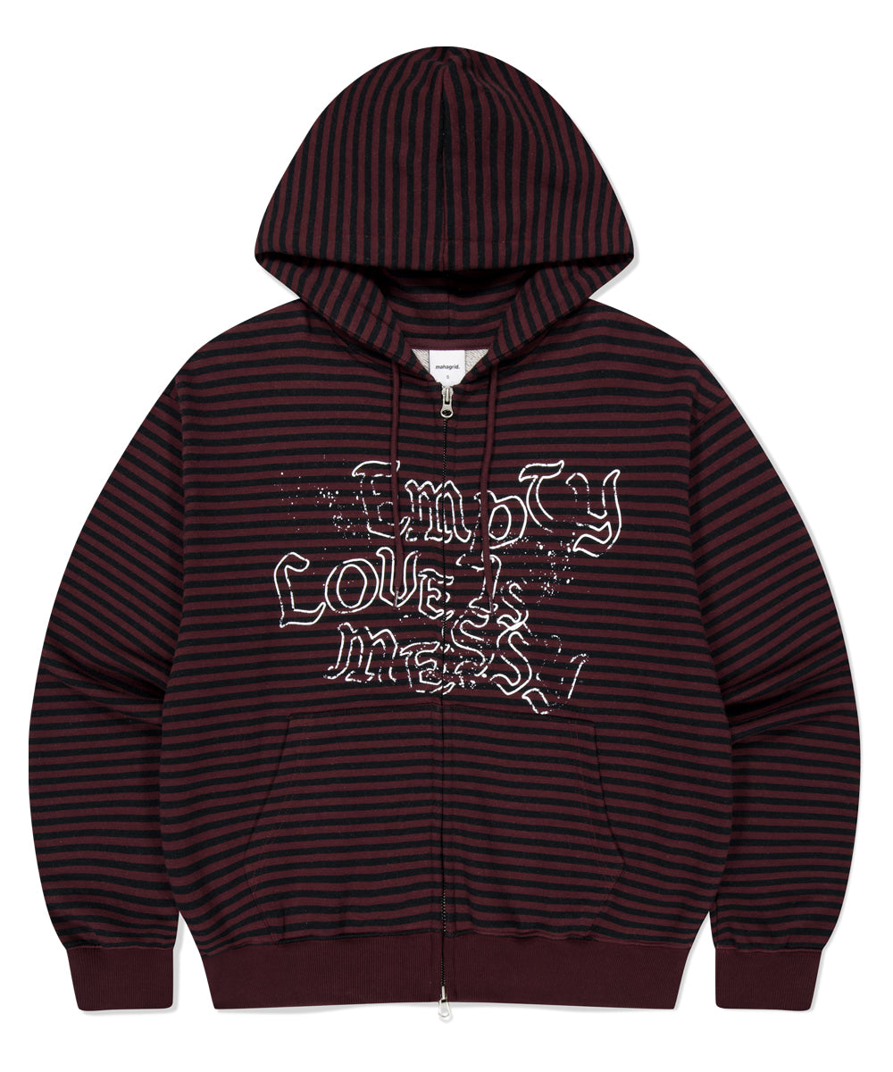 MAHAGRID EMPTY STRIPE ZIP UP HOODIE[BURGUNDY]