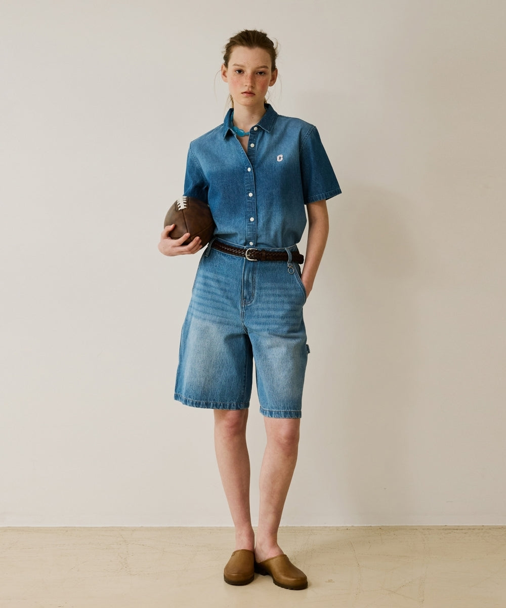 Covernat [Worn by Choi Yunji] Women's Bermuda Denim Shorts Blue