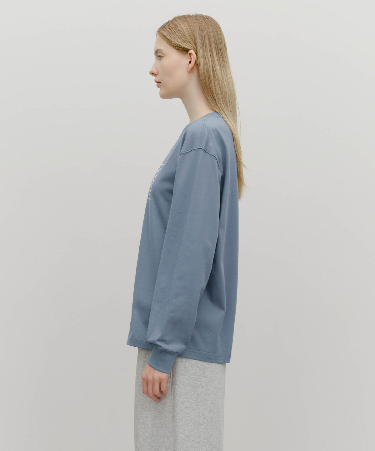 MARITHE CLASSIC LOGO LONG SLEEVE ash blue