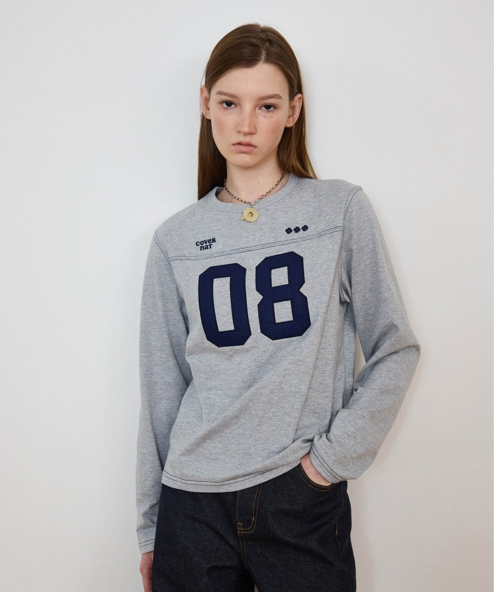 Covernat Women's Number Logo Long Sleeve Melange Grey