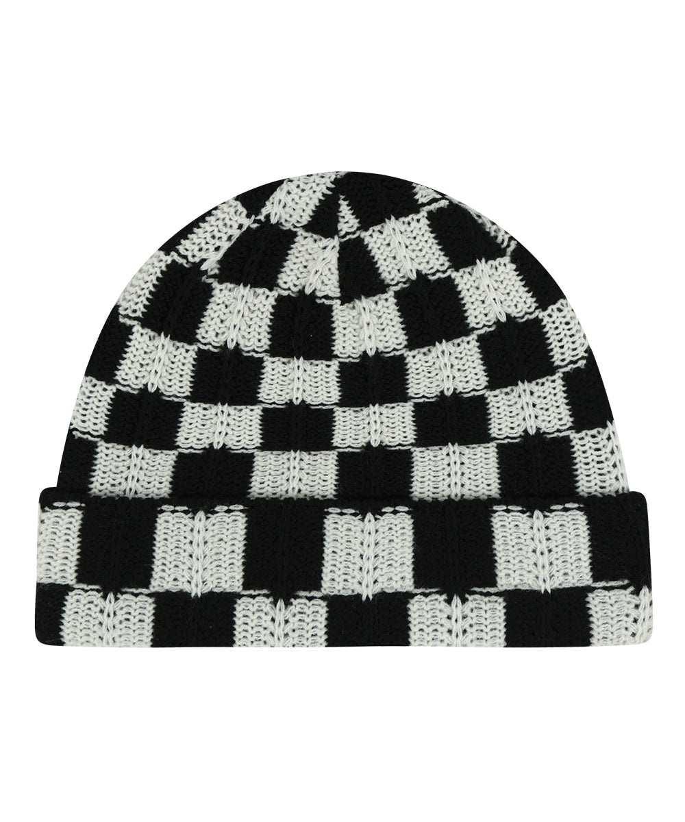 MAHAGRID CHECKERBOARD BEANIE [WHITE/BLACK]