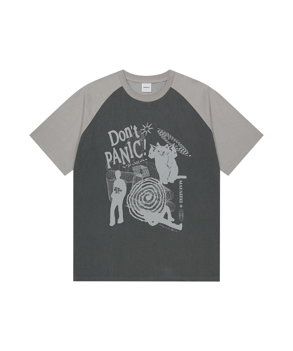 MAHAGRID DON’T PANIC PIGMENT RAGLAN TEE[BLACK]