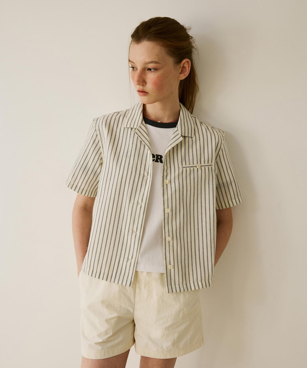 Covernat Women's Stripe Half Shirt Ivory