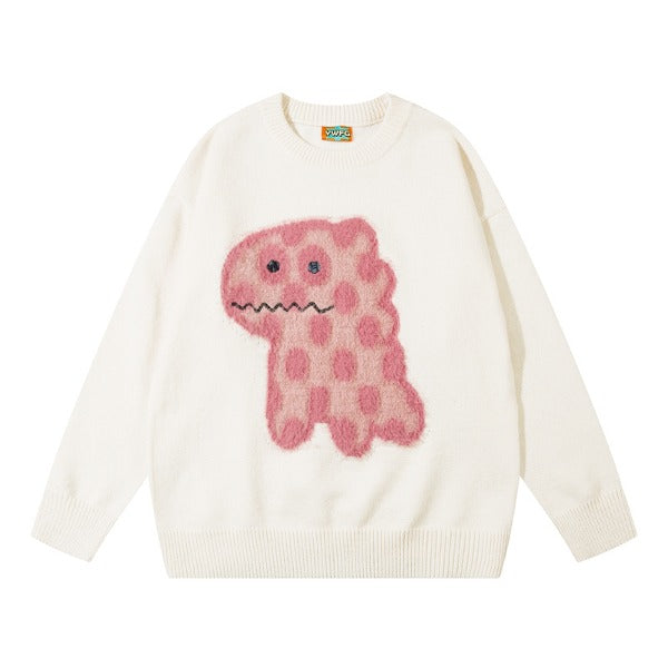 Gababa [Same Day/Best Seller] Women's Cartoon Polka Dot Dragon Long Sleeve Sweater G77687