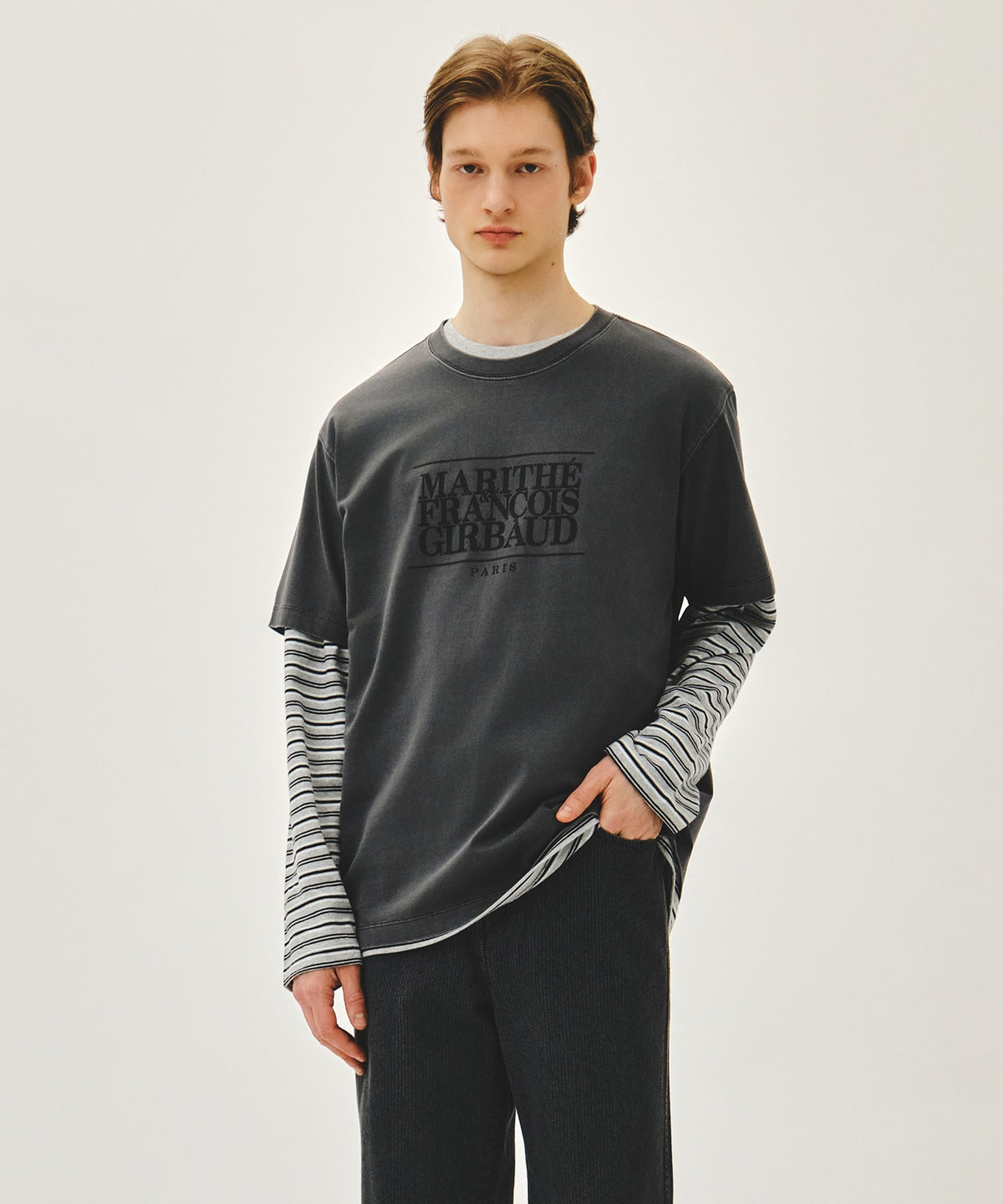 MARITHE [XL, XXL size pre-order shipping 6/23 → 7/22] CLASSIC LOGO TEE charcoal
