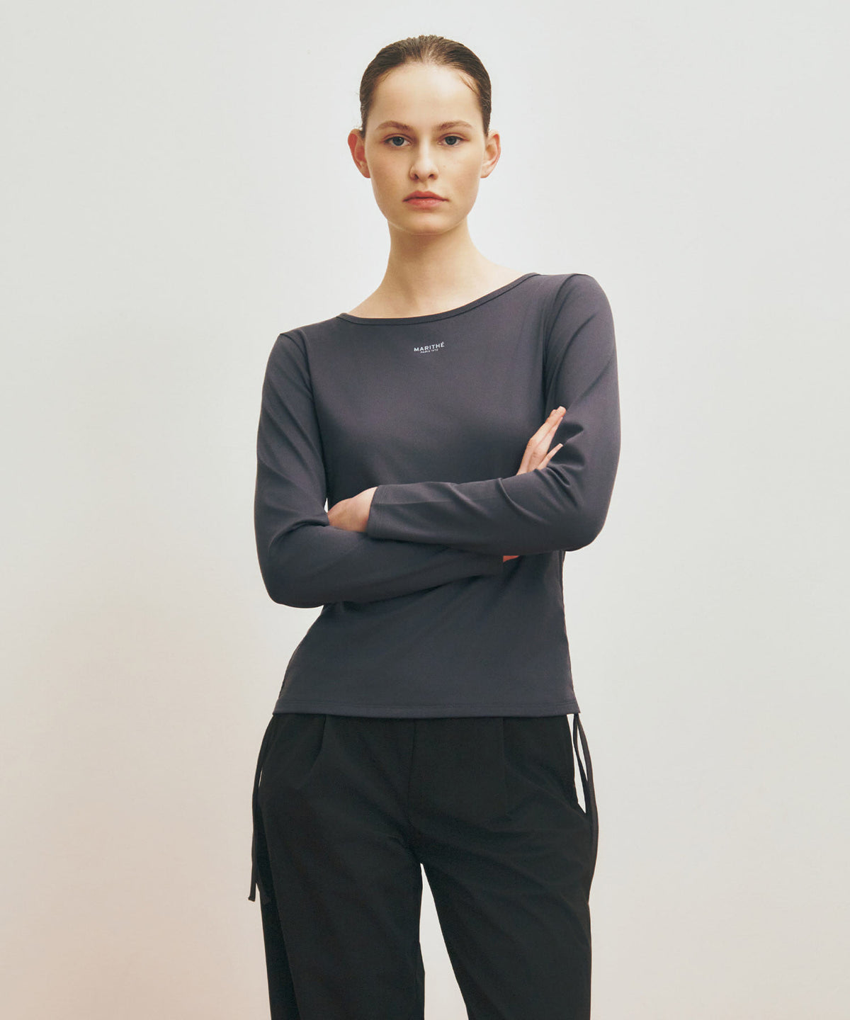 MARITHE SPORT W ATHLEISURE LONG SLEEVE charcoal