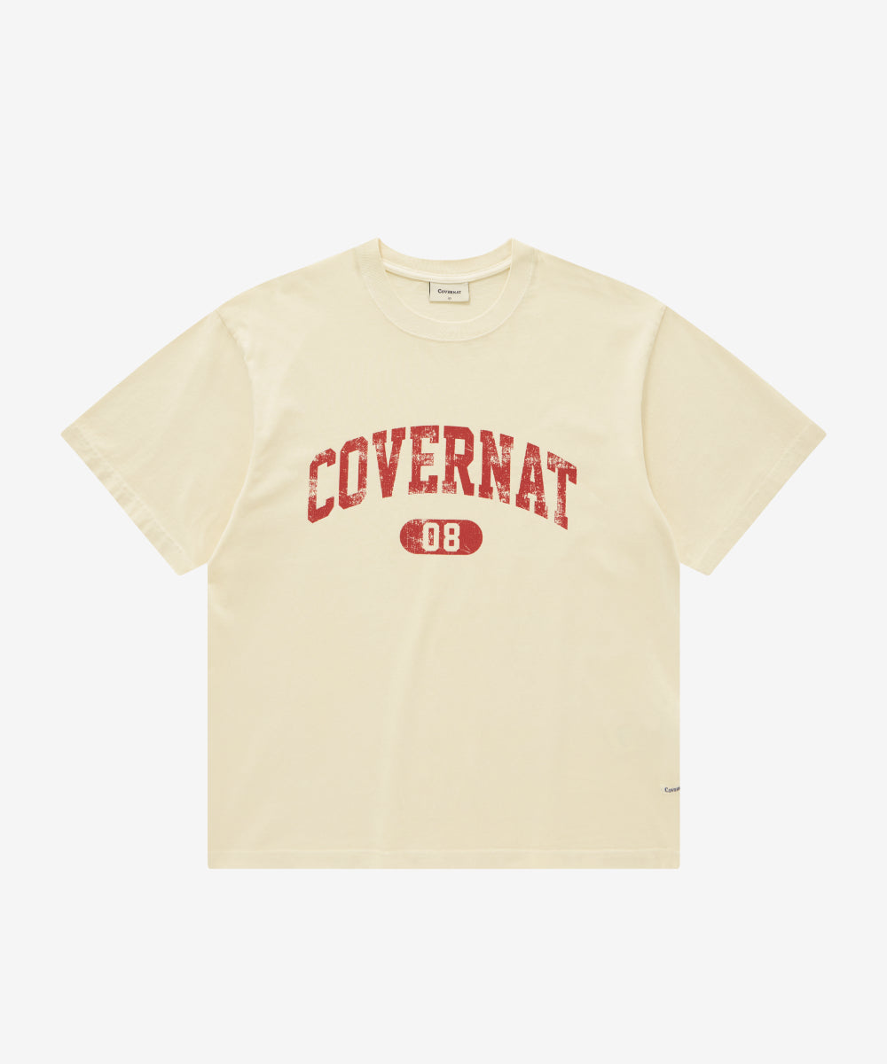 Covernat Crack Arch Logo Dyeed T-shirt Ivory