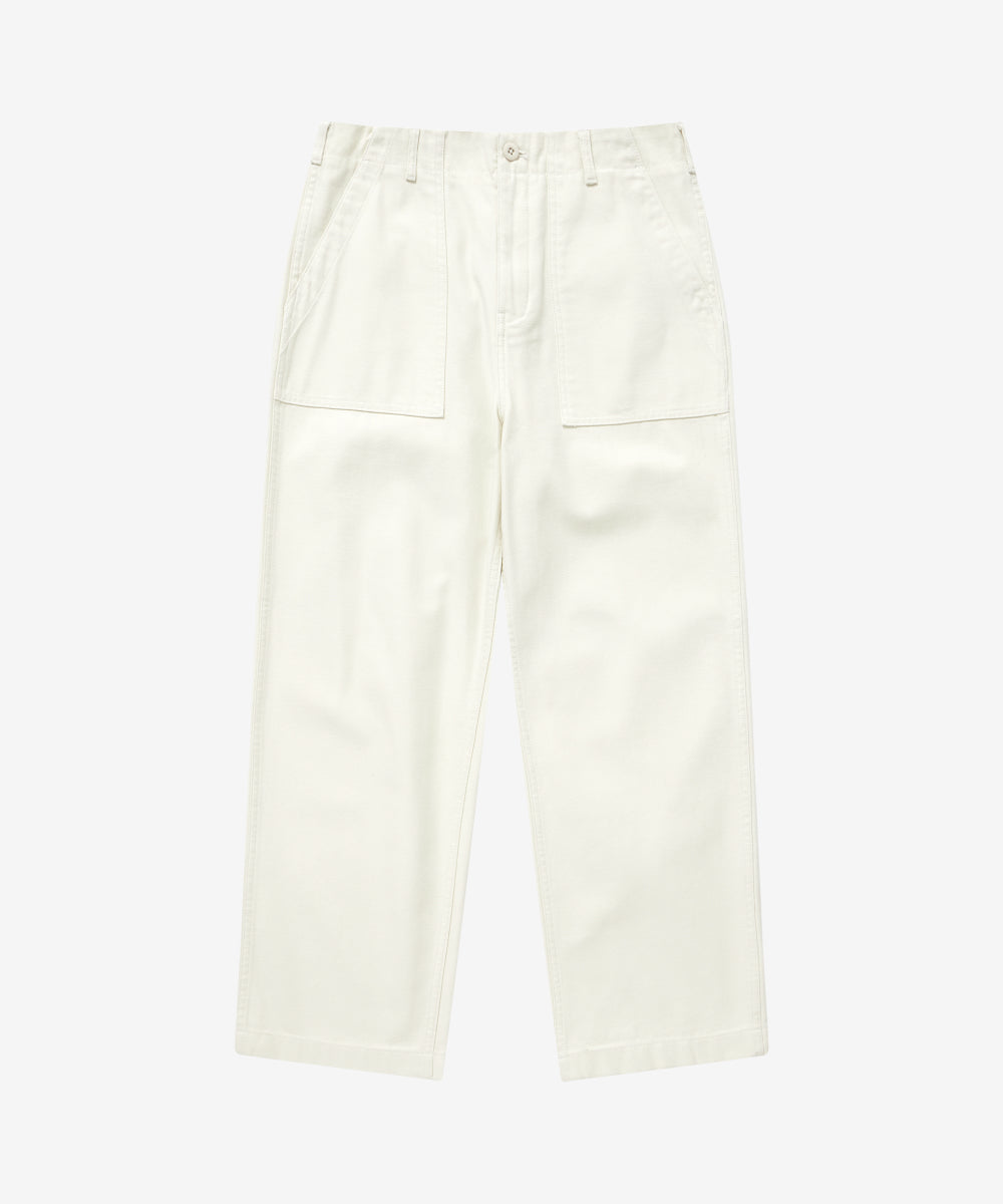 Covernat [Worn by Sub] Wide Back Satin Fatigue Pants Ivory