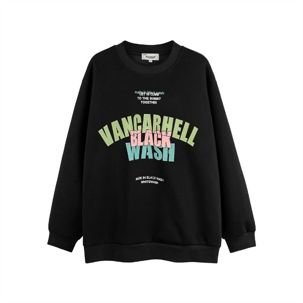 Gababa Unisex Colorful Letter Overfit Long-Sleeve T-shirt G77745 (Plus Size M~2XL)