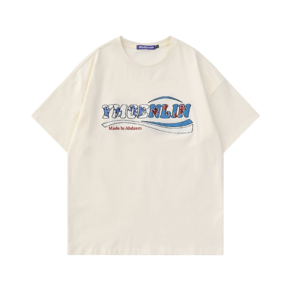Gababa Unisex American Retro Design Embroidered Crew Neck T-Shirt G76956