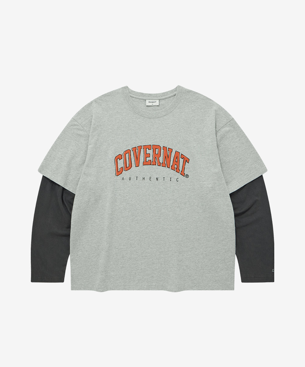Covernat Arch Logo Layered Long Sleeve Melange Grey