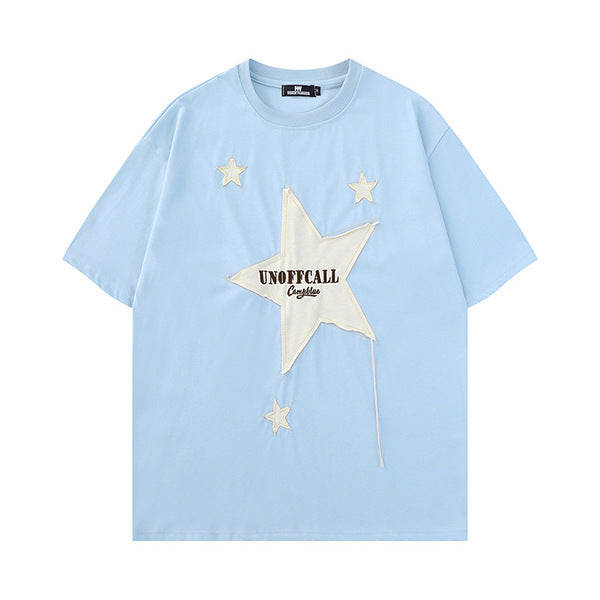 Gababa Unisex American Hip Hop Star Patch Oversized Short Sleeve T-shirt G76795 (Plus Size S~XL)