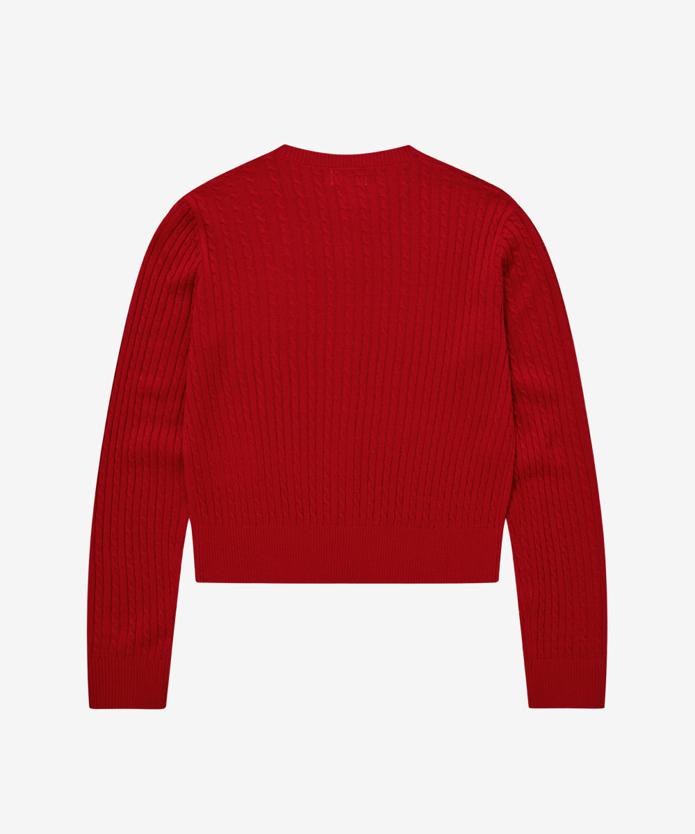 Covernat [Worn by Choi Yunji] Women's Cloverheart Cable Cardigan Red