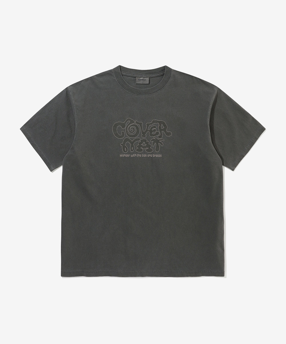 Covernat Retro Logo Graphic Dye T-shirt Charcoal