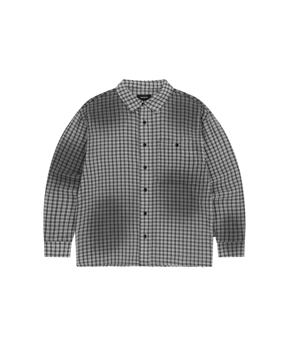 MAHAGRID SPRAY-EDED CHECK CROP SHIRT [BLACK]