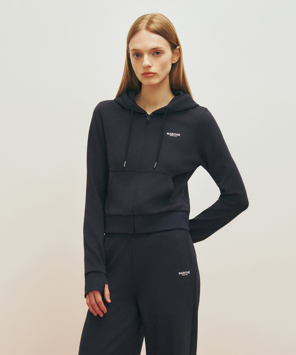 MARITHE SPORT W HOODIE ZIPUP navy