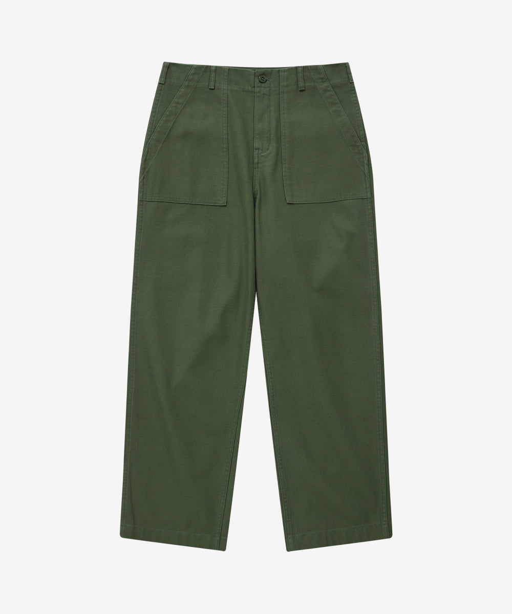 Covernat [Worn by Subin] Wide Back Satin Fatigue Pants Olive