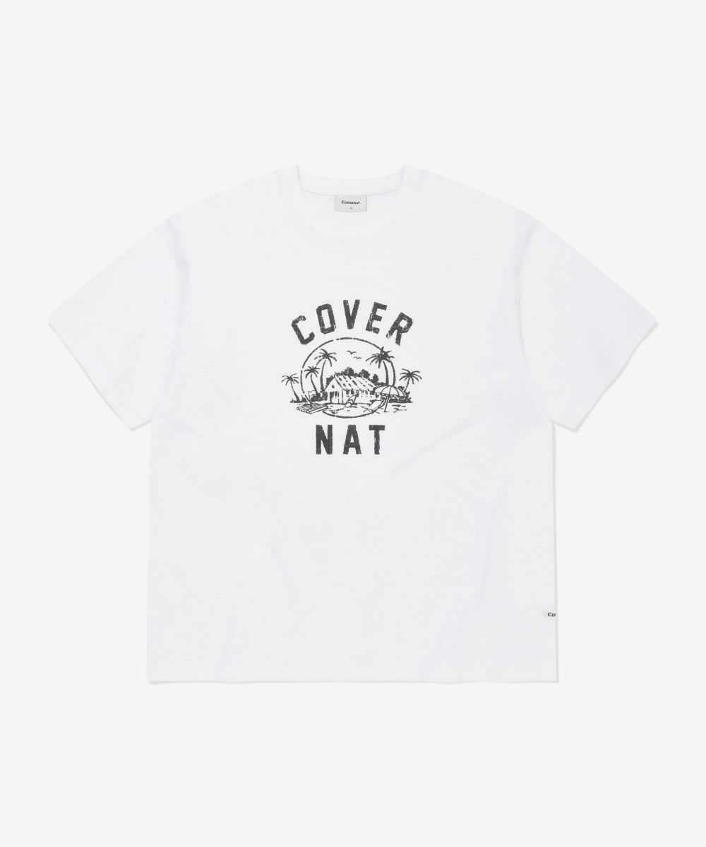 Covernat Slub Farm Island Graphic T-shirt White