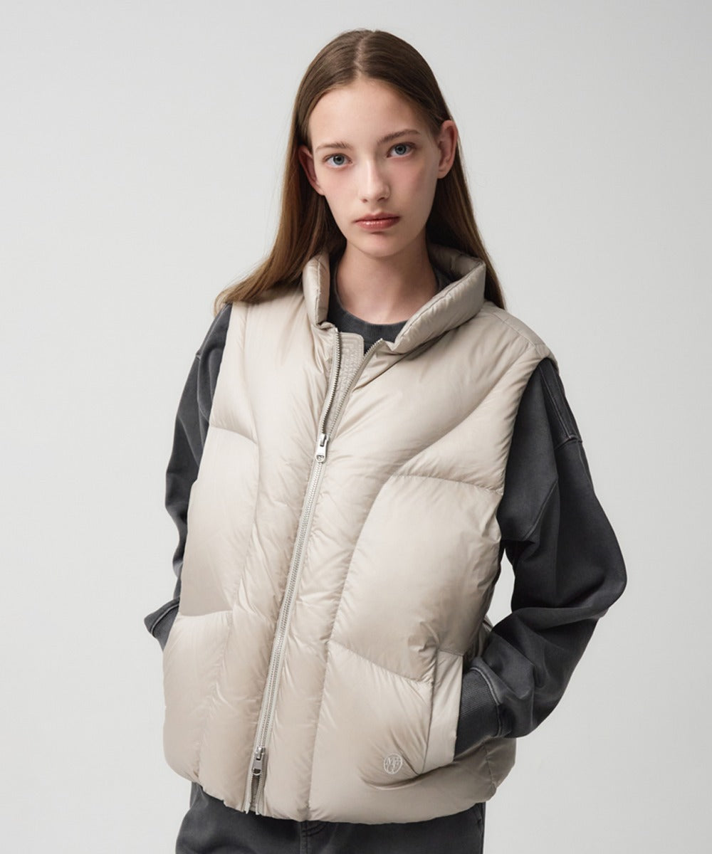 MARITHE GLOSSY DUCK DOWN VEST light gray