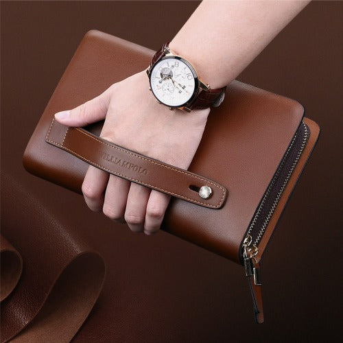 Bagstay B331W William Polo Men's Leather Clutch Bag Wallet Multi-pouch Card Storage Handbag