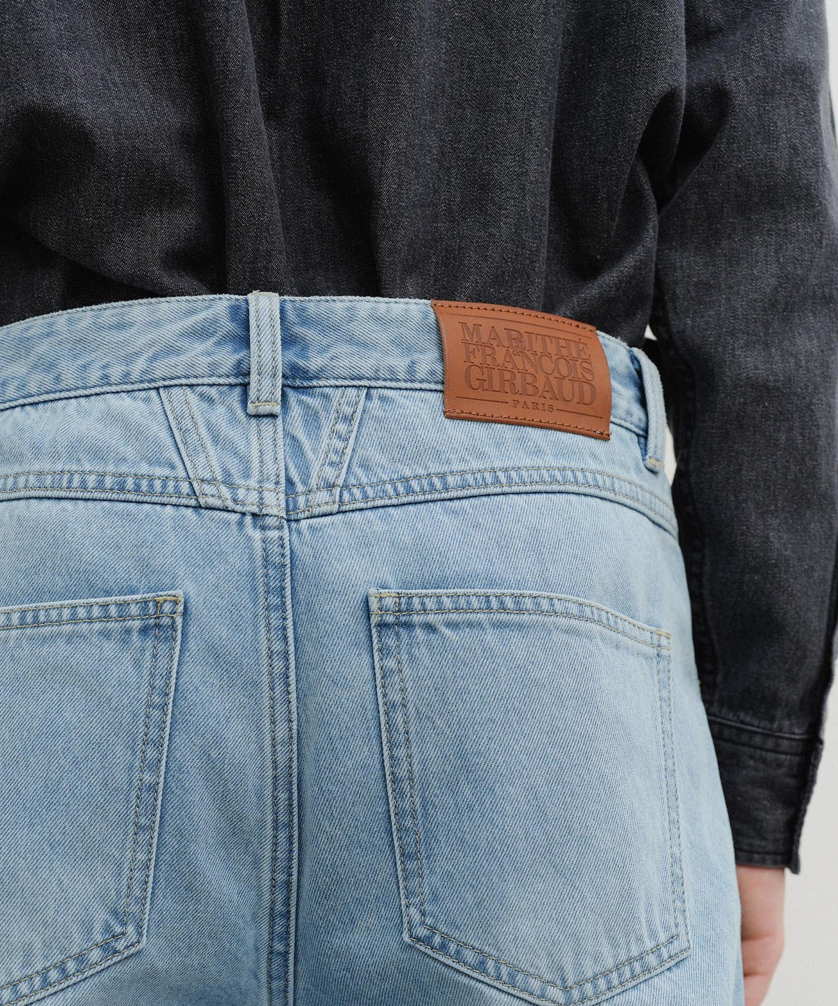 MARITHE M HIGH STRAIGHT DENIM PANTS light blue