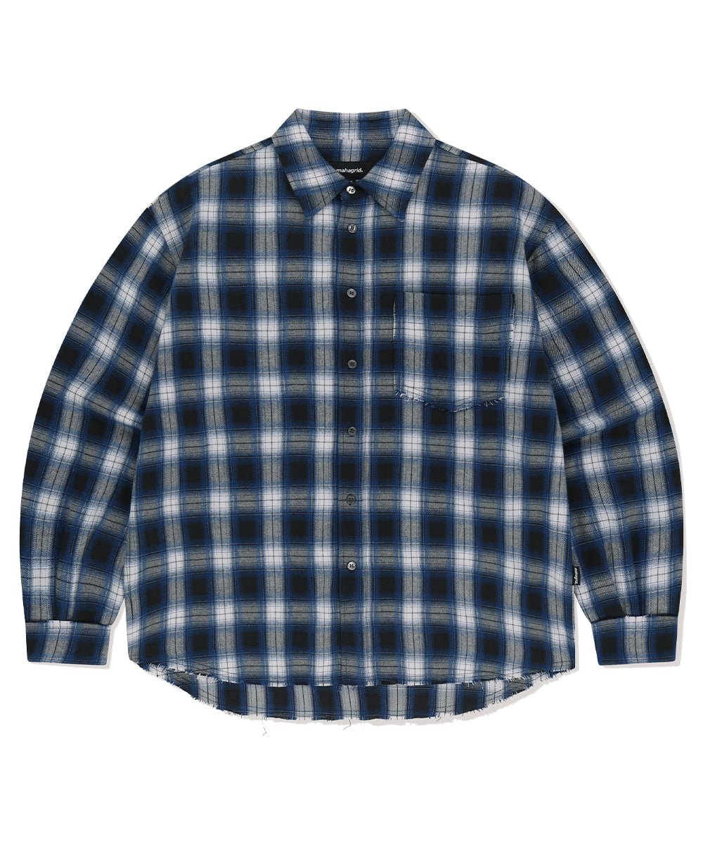 MAHAGRID RAW CUT OMBRE SHIRT [NAVY]
