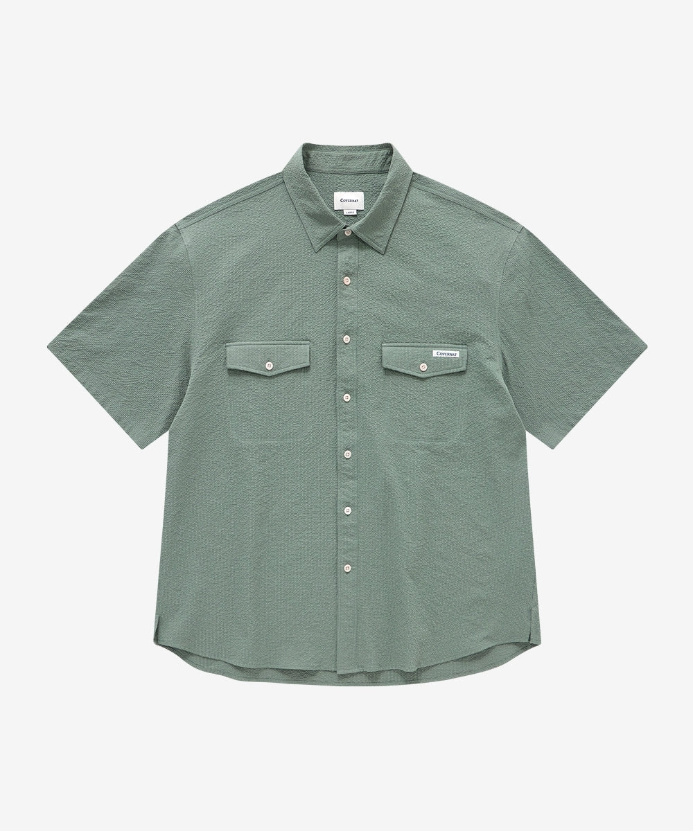 Covernat [Worn by Subin] Seersucker Half Shirt Khaki