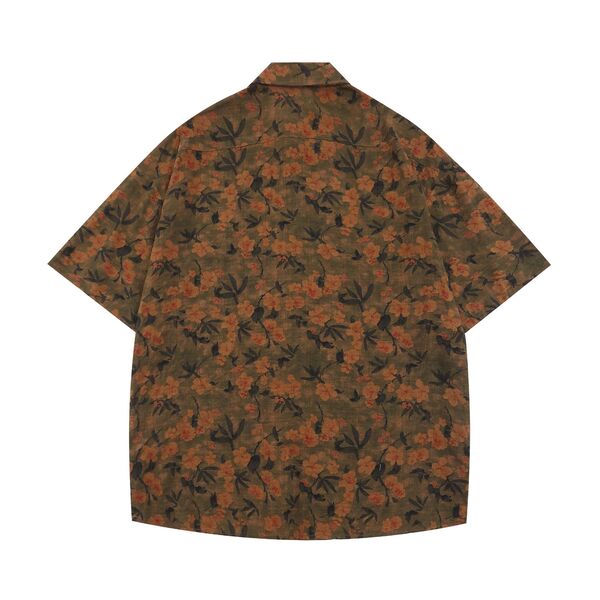 Gababa [Best Seller] Unisex Hong Kong Retro Overfit Collar-Sleeve Shirt G77231 (Plus Size M~XL)