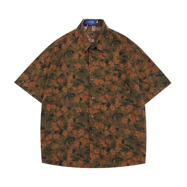 Gababa Hong Kong Retro Oversized Collar Short Sleeve Shirt G74834 (Plus Size M~XL)
