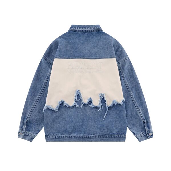 Gababa Unisex Beige Point Denim Jacket G77257