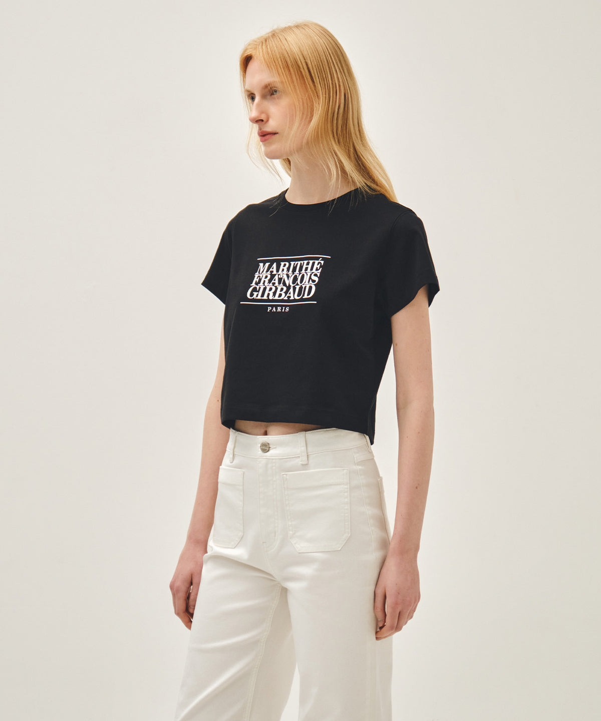 MARITHE W CLASSIC LOGO CROP TEE black