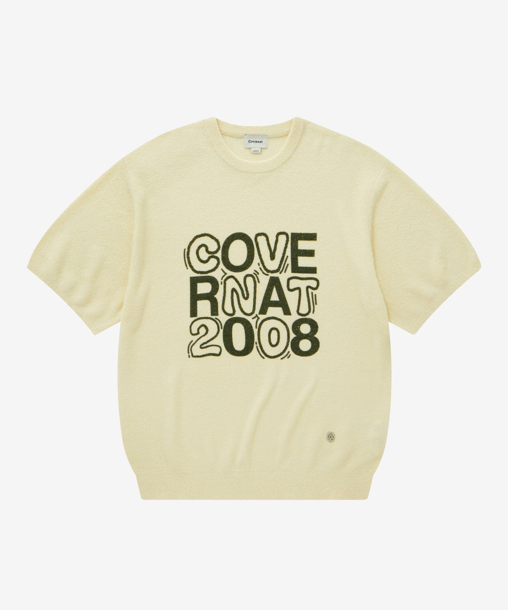 Covernat Blank Logo Half Knit Ivory