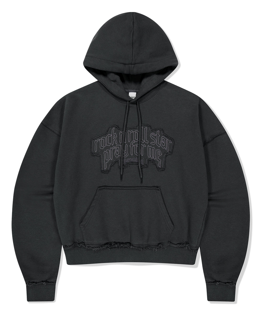 MAHAGRID RAW CUT PRAY CROP HOODIE [CHARCOAL]