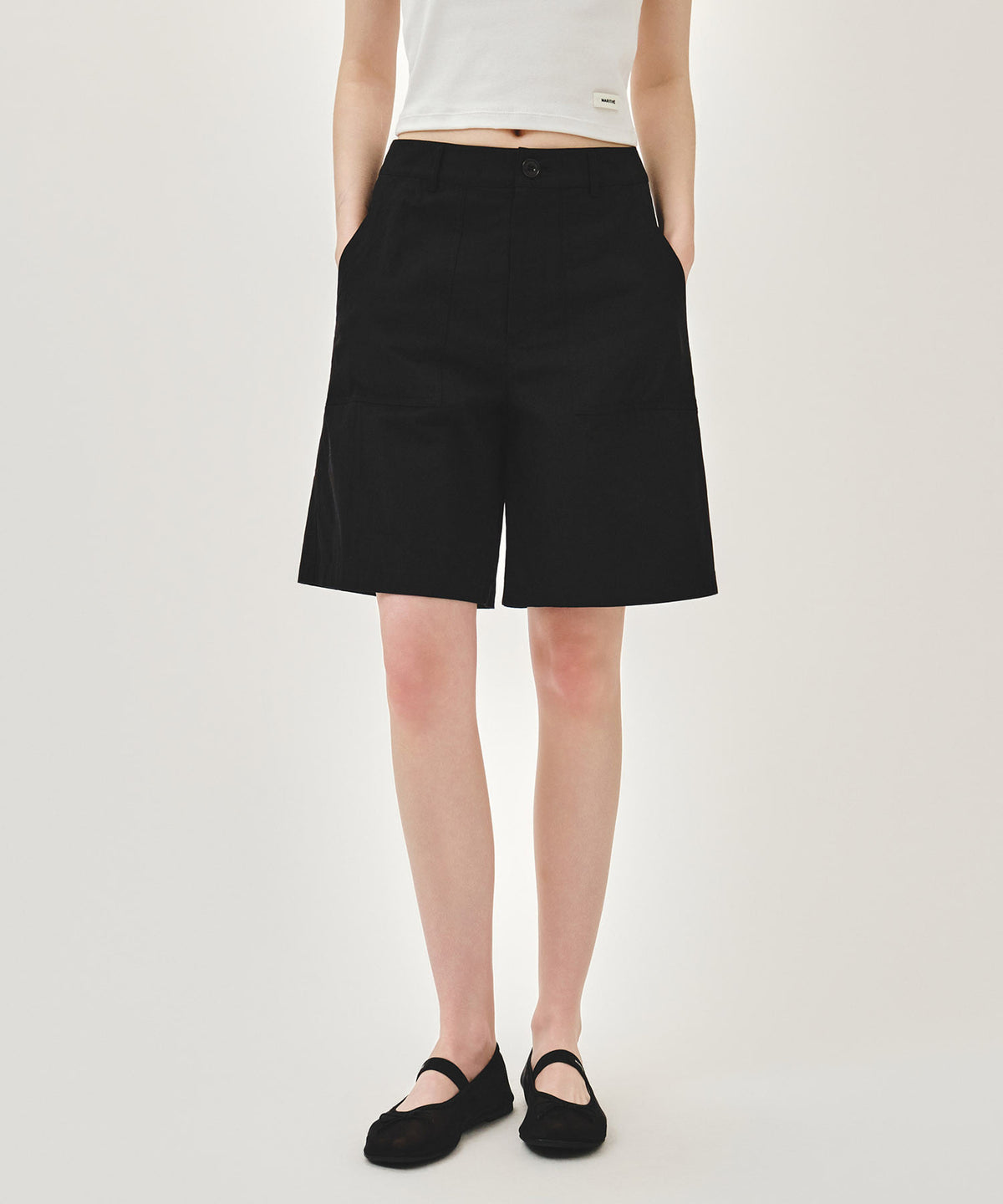 MARITHE W BERMUDA HALF PANTS black
