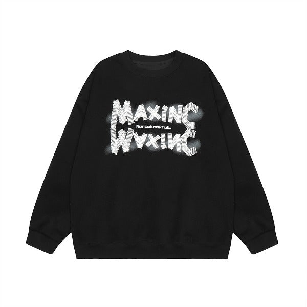 Gababa Unisex Letter Print Oversized Long Sleeve T-shirt G77805 (Plus Size M~2XL)