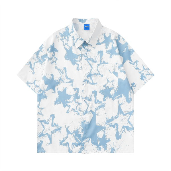 Gababa Unisex Paint Design Star Oversized Short-Sleeve Shirt G77005 (Plus Size S~XL)
