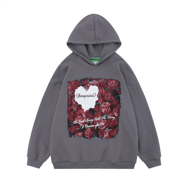 Gababa Unisex Oversized Hoodie with Rose Garden Print G77737