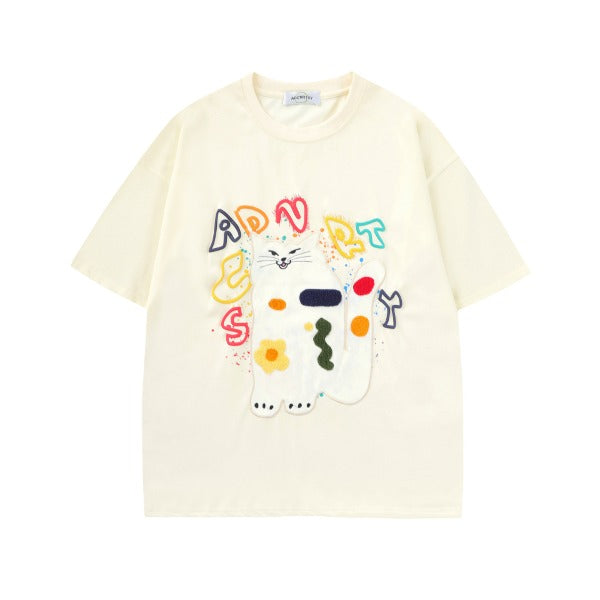 Gababa Unisex Cat Initial Logo Short Sleeve T-Shirt G76801