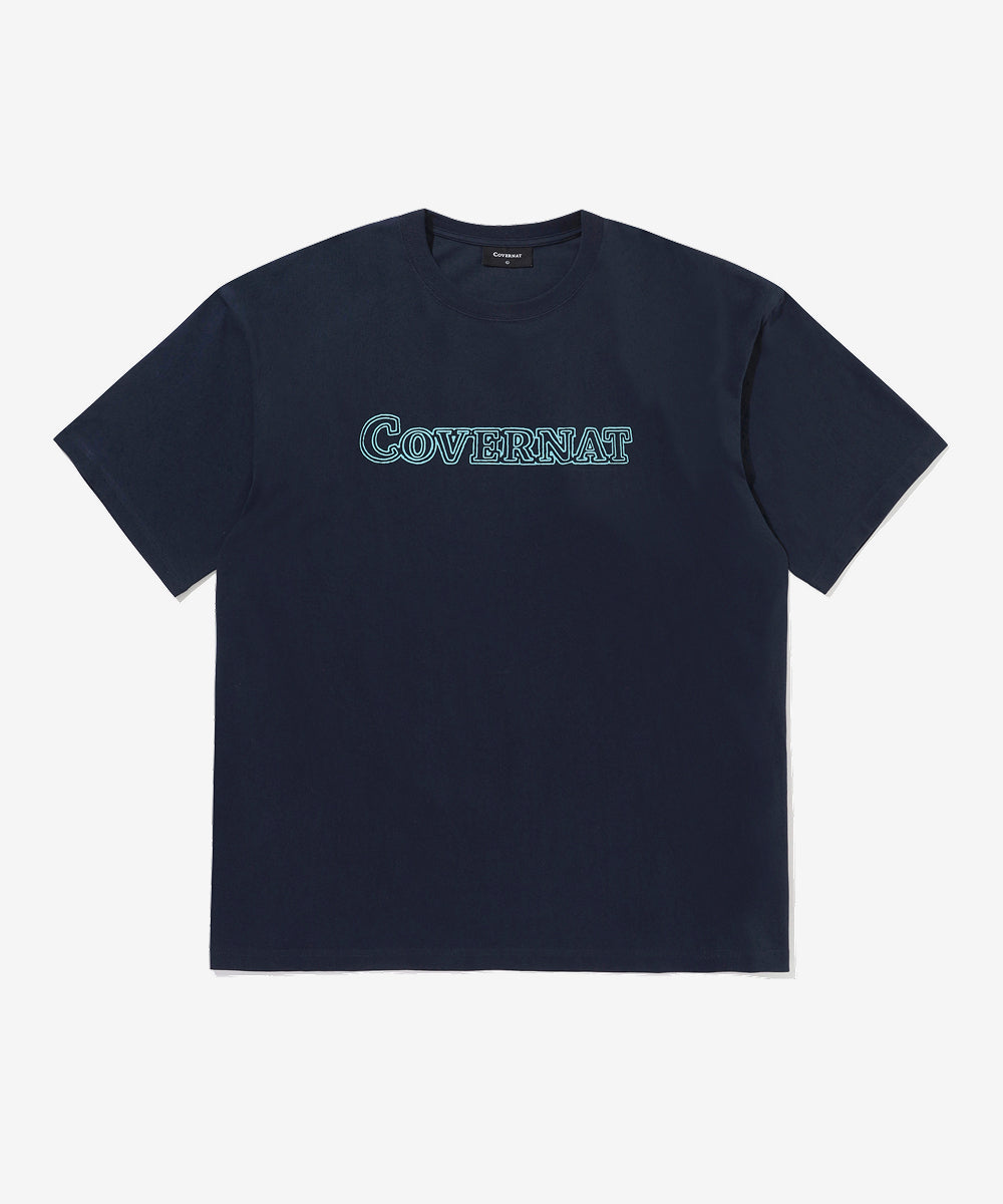 Covernat Neon Logo Graphic T-shirt Navy