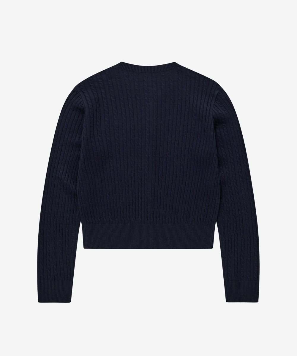 Covernat [Worn by Yoon Choi] Women's Cloverheart Cable Cardigan Navy
