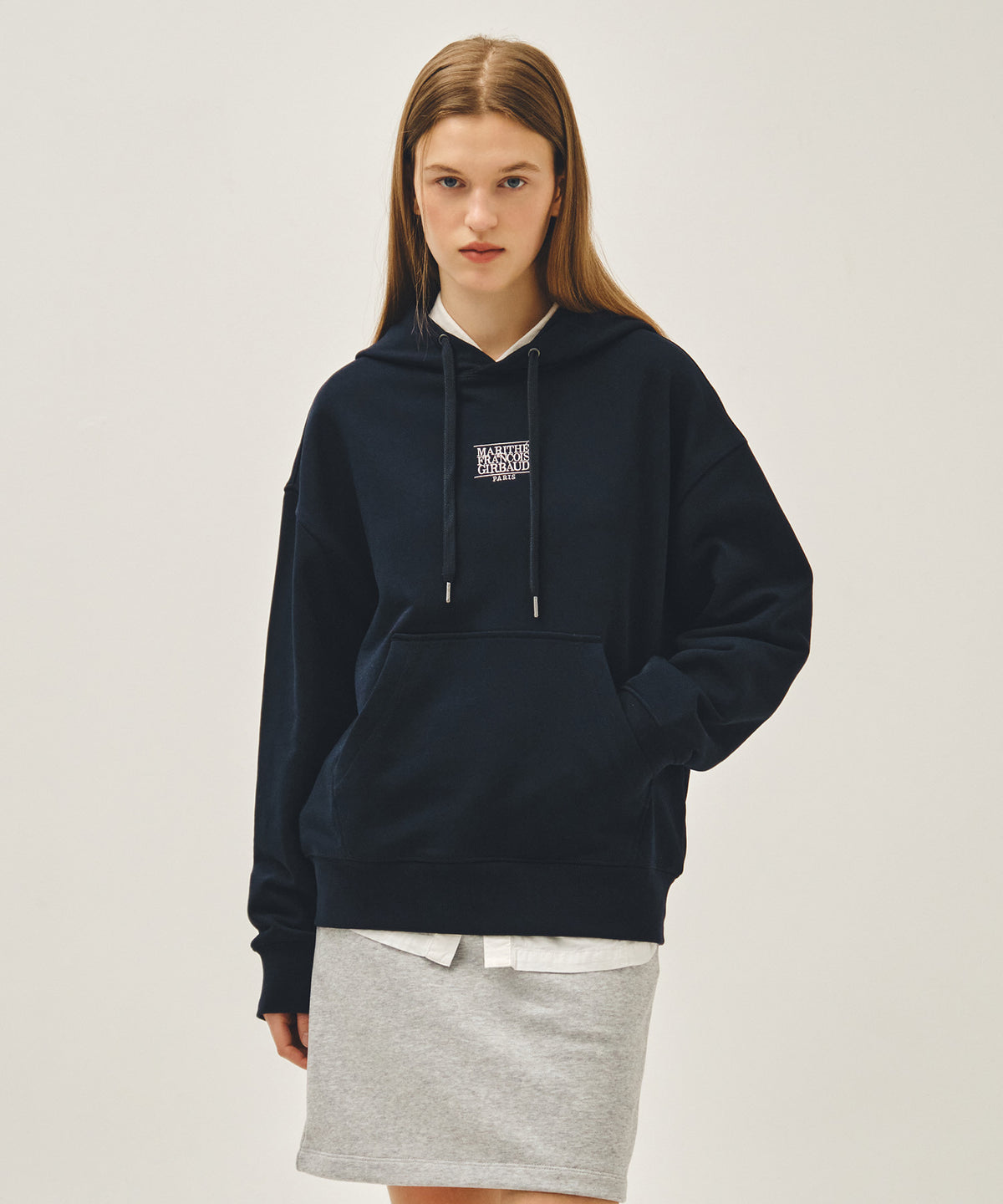 MARITHE SMALL CLASSIC LOGO HOODIE navy