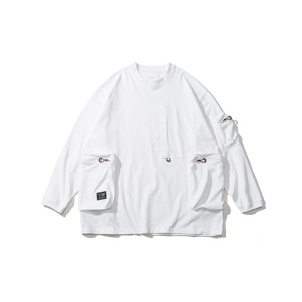 Gababa Unisex Oversized Long-Sleeve T-shirt with Zipper Pocket G77642 (Plus Size M~XL)