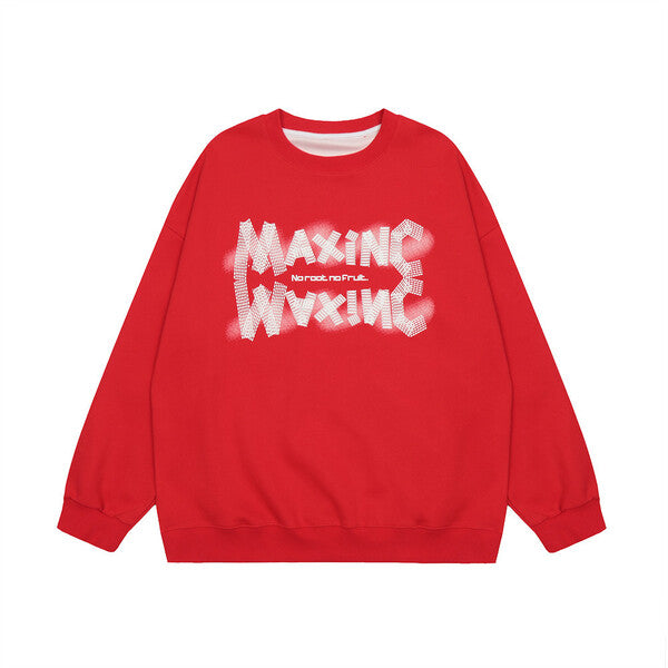 Gababa Unisex Letter Print Oversized Long Sleeve T-shirt G77805 (Plus Size M~2XL)