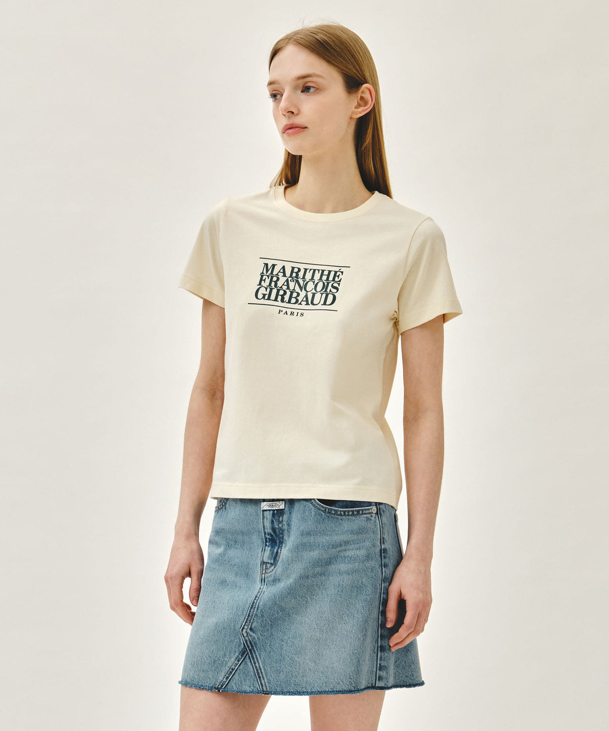 MARITHE [7/15 Scheduled Shipping] W CLASSIC LOGO TEE cream/green