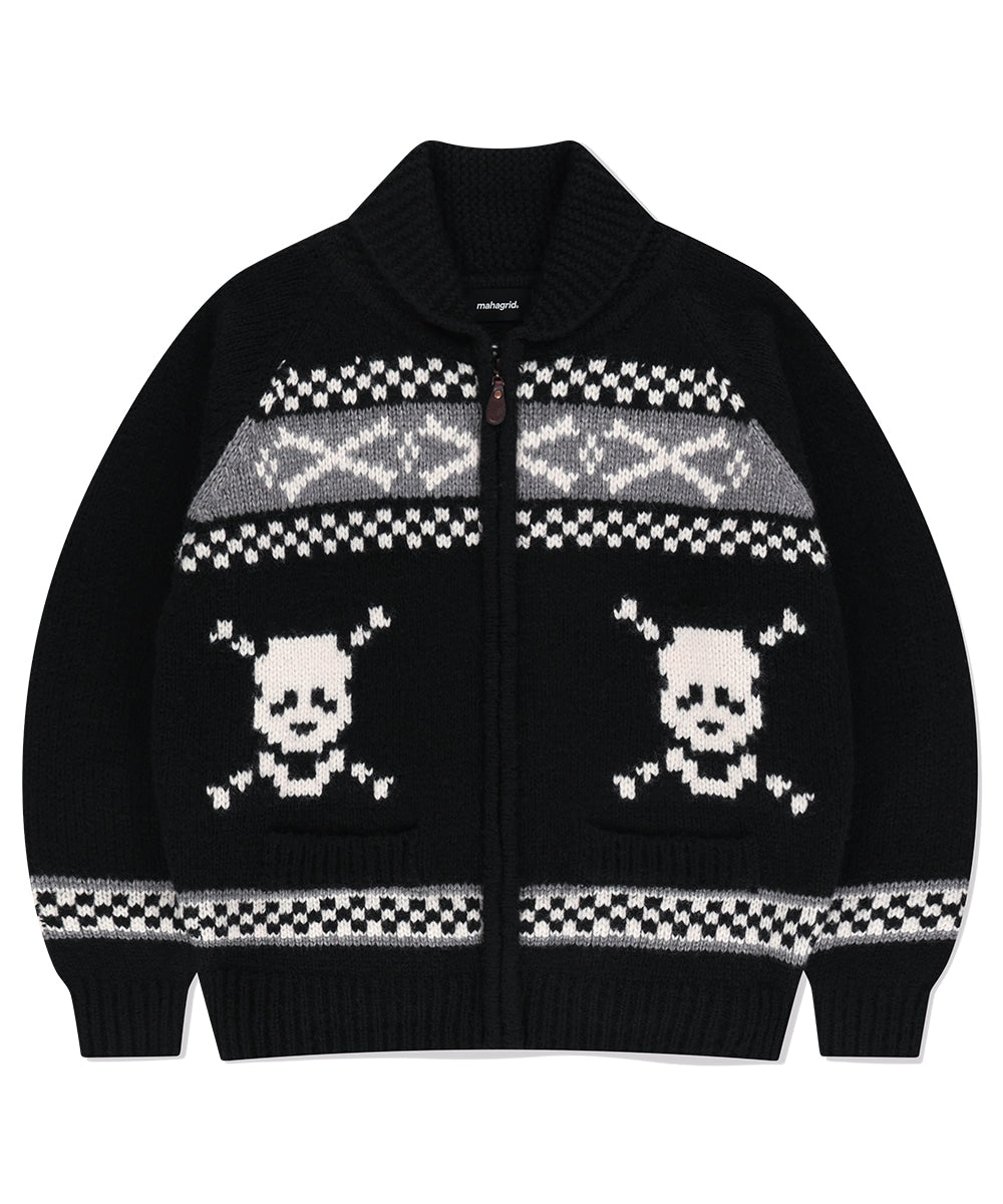 MAHAGRID SKULL COWICHAN KNIT SWEATER [BLACK]