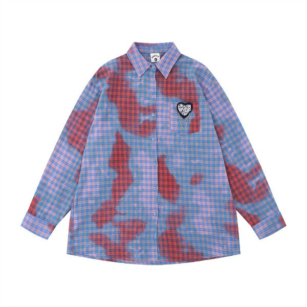 Gababa Unisex Street Oversized Long-Sleeve Shirt with Red Accent G77979