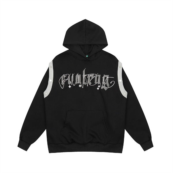Gababa Unisex Detachable Lettering Oversized Hoodie G77849 (Plus Size M~XL)