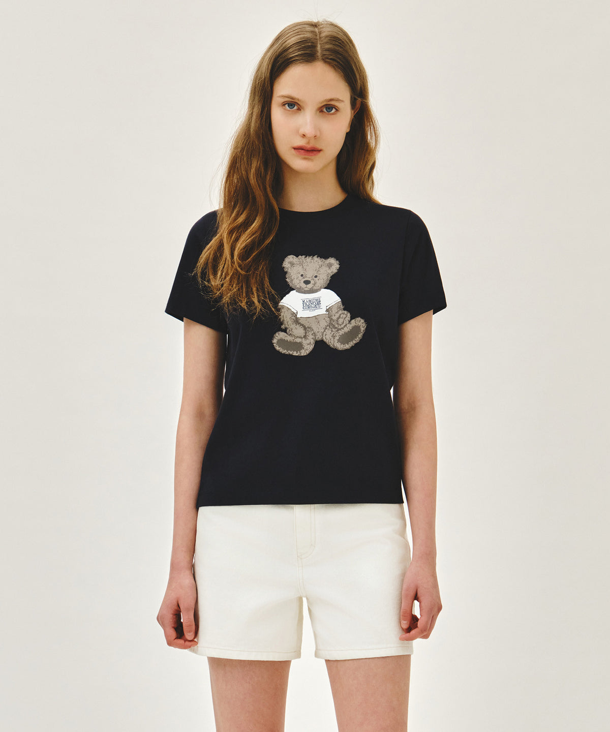 MARITHE W DOODLE BEAR TEE navy