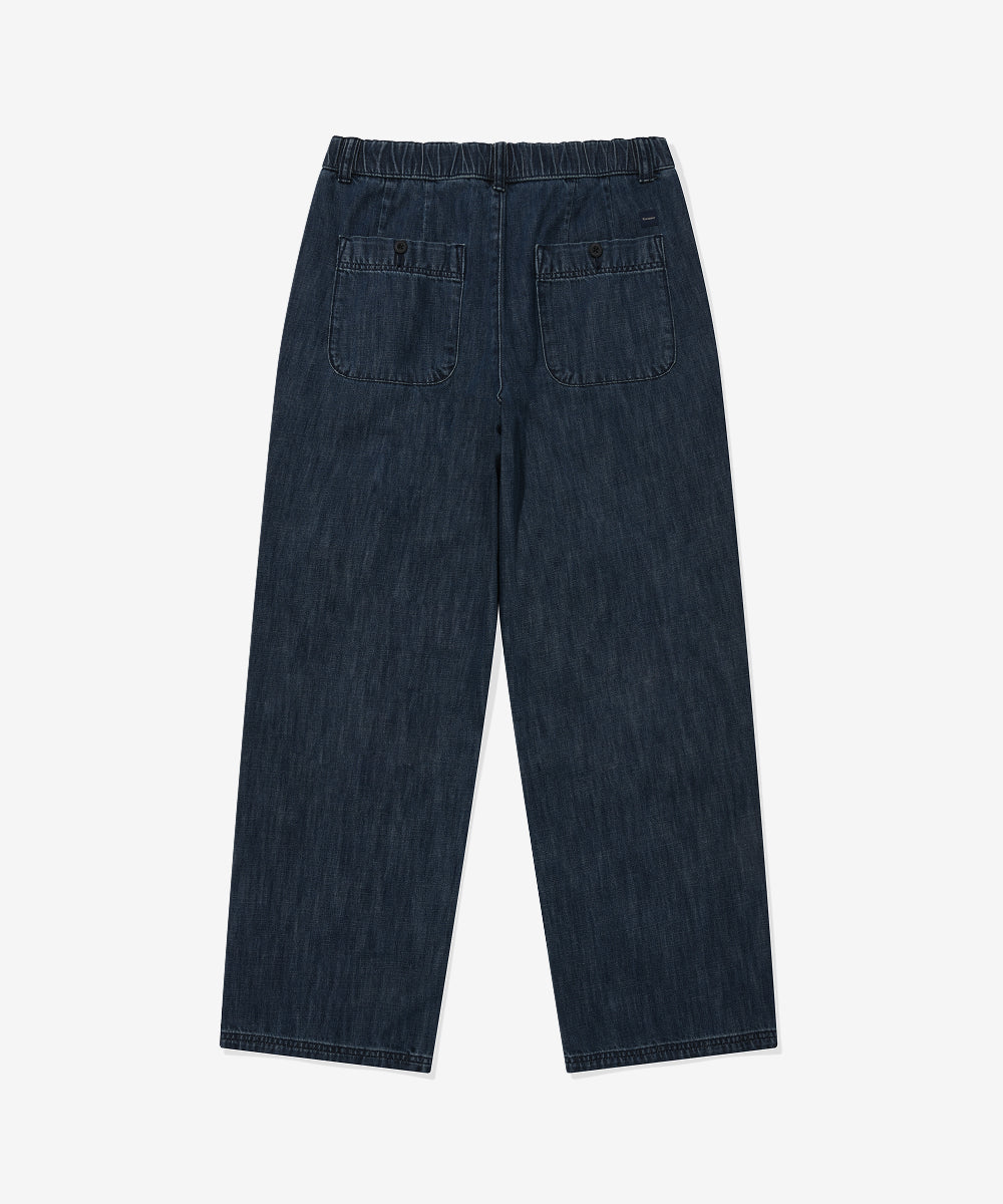 Covernat Semi-Wide Lightweight Denim Easy Pants Indigo